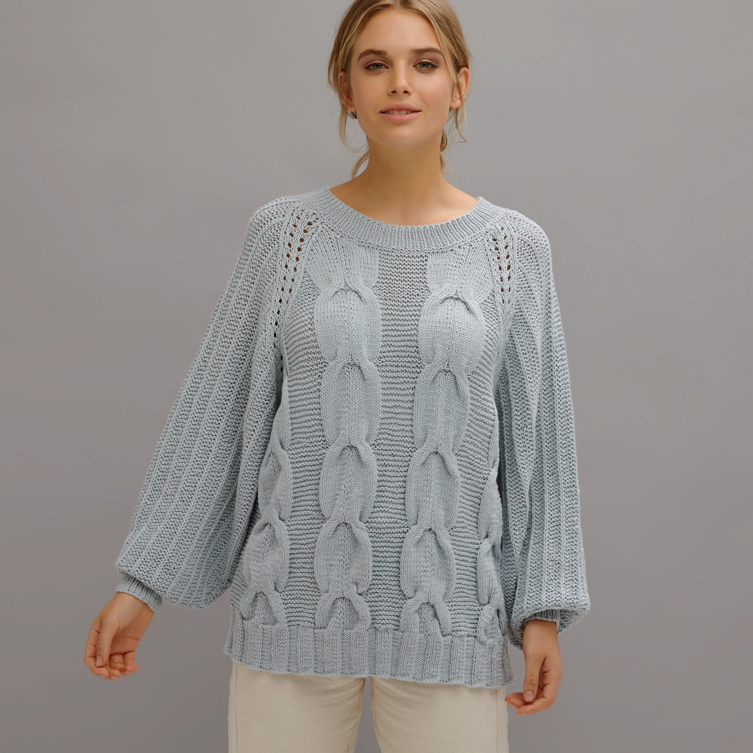 BELLISSIMO 8 Cable & Textured Fashioned Raglan Sleeved Jumper - Lola ...